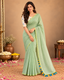 Pistachio Green Textured Cotton-Acrylic Saree with Floral Designer Blouse ClothsVilla