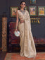 Cream Banarasi Silk Blend Saree with Bidri Work & Zari Buta – Gold Accents & Tassel Detailing ClothsVilla