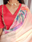 Cream Color Floral Printed Georgette Saree with Sequins and Lace ClothsVilla