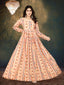 Cream Muslin Digital Print Gown with Full Round Flair ClothsVilla