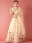 Cream Net Multi colour Thread & Sequinse Work Semi-Stitched Lehenga & Unstitched Blouse, Dupatta Clothsvilla