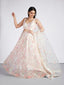 Cream Net Sequins and thread embroidery Semi-Stitched Lehenga choli & Dupatta ClothsVilla