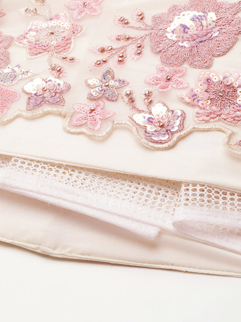 Cream Net Sequins with heavy Zarkan embroidery Semi-Stitched Lehenga choli & Dupatta Clothsvilla