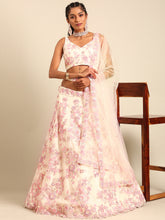 Load image into Gallery viewer, Cream Net Sequins with heavy Zarkan embroidery Semi-Stitched Lehenga choli &amp; Dupatta Clothsvilla
