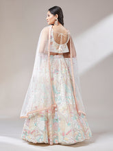 Load image into Gallery viewer, Cream Net Sequinse Work Semi-Stitched Lehenga &amp; Unstitched Blouse with Dupatta ClothsVilla