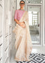 Cream Timeless Elegance Moss Chiffon Silk Saree – Grand & Bestselling Design ClothsVilla