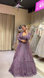 Dark Onion Sequins & Resham Dori Work Lehenga ClothsVilla