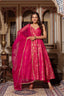 Dark Pink Elegant Jacquard Silk Weaving Suit Set with Dupatta