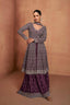 Dark Purple Elegant Embroidered Chinon Suit Set – Full Stitched Clothsvilla