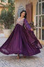 Dark Purple Elegant Embroidered Georgette Gown with Dupatta – Luxe Designer Collection