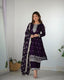Dark Purple Elegant Pure Blooming Vichitra Silk Kurta with Dupatta Set & Trousers – Ready to Wear Clothsvilla