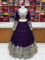Dark Purple Premium Vichitra Silk Fully Stitched Lehenga Set with Heavy Embroidery & Dupatta ClothsVilla