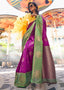 Dark Purple Regal Banarasi Silk Saree – Vintage Elegance with Intricate Detailing ClothsVilla