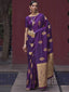Dark Purple Regal Woven Pure Silk Banarasi Saree ClothsVilla