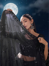 Load image into Gallery viewer, Dazzle in Sequined Elegance Black Net Lehenga Choli Set ClothsVilla