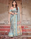Sky Blue Tussar Silk Saree with Intricate Zari Border and Artistic Pallu Design DIGITAL PRINT