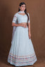 Dusty Blue Premium Georgette Multi-Thread, Sequins & Embroidered Lehenga Choli Set with Net Dupatta ClothsVilla