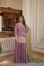Dusty Lavender Stunning Faux Georgette Kurti-Palazzo-Dupatta Set with Sequin & Thread Embroidery ClothsVilla