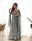 Elegant Light Blue Zigzag Print Anarkali Set with Dupatta – Perfect for Festivities & Weddings