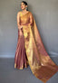 Gold Elegant Woven Tissue Silk Saree with Gold Accents & Unstitched Blouse Piece – Party & Festive Wear ClothsVilla