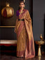 Golden Elegant Banarasi Silk Blend Woven Saree with Tassel Detailing ClothsVilla