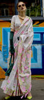 Gray Banarasi Silk Saree with Zari Kashmiri Weaving & Unstitched Blouse ClothsVilla