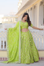Load image into Gallery viewer, Green Dazzling Designer Dyeable Pure Viscose Jacquard Lehenga Choli Set with Sequins Embroidery ClothsVilla