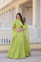 Load image into Gallery viewer, Green Dazzling Designer Dyeable Pure Viscose Jacquard Lehenga Choli Set with Sequins Embroidery ClothsVilla
