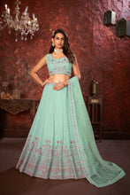 Load image into Gallery viewer, Exquisite Green Embroidered Fox Georgette Girlish Trendy Lehenga ClothsVilla