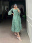 Green Ethnic Elegance – Triple-Layer Georgette Frock