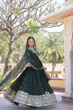 Load image into Gallery viewer, Shimmering Green Faux Georgette Lehenga Choli Set with Heavy Sequin Work ClothsVilla
