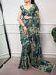 Green Floral Marble Drape Saree ClothsVilla
