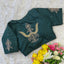 Green Handcrafted Muskan Silk Blouse with Designer Collar and Handwork ClothsVilla