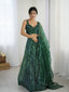 Green Net Lehenga Choli Set with Rainbow Sequins & Dori Work ClothsVilla