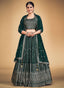 Green Pakistani Georgette Lehenga Choli For Indian Festivals & Weddings - Sequence Embroidery Work, Clothsvilla