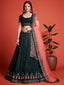 Green Pakistani Georgette Lehenga Choli For Indian Festivals & Weddings - Sequence Embroidery Work, Thread Embroidery Work, Clothsvilla