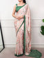 Green Printed Satin Crepe Saree ClothsVilla