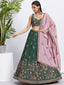 Green Pure Chiffon Sequins and thread embroidery Semi-Stitched Lehenga choli & Dupatta ClothsVilla