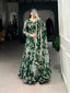 Green Sculpted Beauty Floral Print Marbel Gown with Lace Touch-Up Dupatta