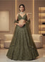 Green Silk Lehenga Set with Sequins & Thread Work ClothsVilla