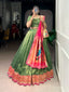 Green Simmer Lehenga with Paithani Dupatta & Batwa ClothsVilla