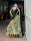 Green Tasar Silk Printed Lehenga ClothsVilla