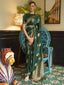 Green Traditional Baluchari Silk Blend Saree with Unstitched Blouse Piece ClothsVilla