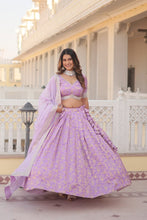 Load image into Gallery viewer, Lavender Dazzling Designer Dyeable Pure Viscose Jacquard Lehenga Choli Set with Sequins Embroidery ClothsVilla