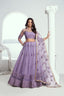 Lavender Elegant Butterfly Net Lehenga with Tone-to-Tone Embroidery