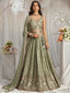 Lime Green Georgette Sequin embroidery Semi-Stitched Lehenga choli & Dupatta ClothsVilla