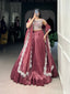 Magenta Radiant Gold Crush Lehenga Set – Luxe Elegance with Jarkan Diamond & Sequin Embroidery ClothsVilla