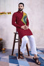 Maroon Color Ready to Wear Traditional Kurta for Mens Wear Clothsvilla