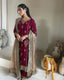 Maroon Desirable Faux Georgette Co-Ord Set with Sequin Top, Pant & Dupatta Fully Stitched ClothsVilla