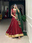Maroon Navratri Glow Chanderi Lehenga with Zari and Gota Patti Elegance